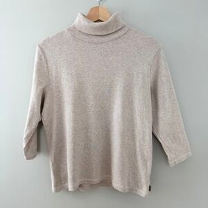 Liz Claiborne Cream/Oatmeal Turtle Neck 3/4 Sleeve Top Women's‎ XL